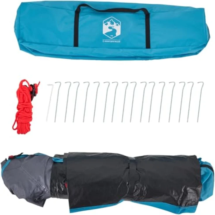 vidaXL Kuppelzelt, wasserdicht und windresistent für 3 Personen, blau, 6 kg, mit Schnellverschluss-System und E-Port – Bild 8