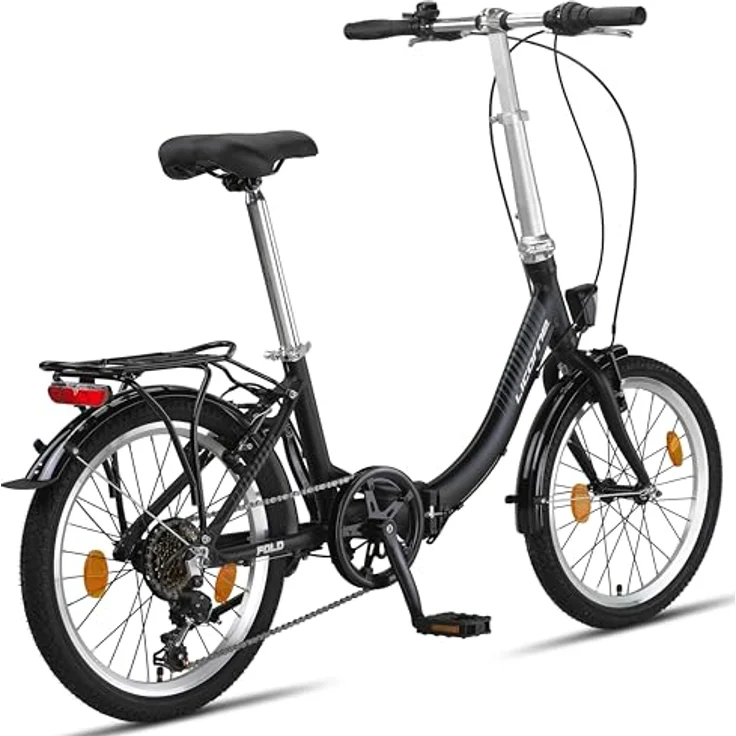 Licorne Bike Fold Premium Klapprad Aluminium 6 Gang Shimano Kettenschaltung Quick-Fold-System Klappfahrrad (V-Bremse, Schwarz/Anthrazit) - Preisvergleich – Bild 4