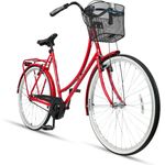 Bisan PARADISE, Rot, City Bike, 28 Zoll Fahrrad mit Korb, Stadtrad für Herren und Damen