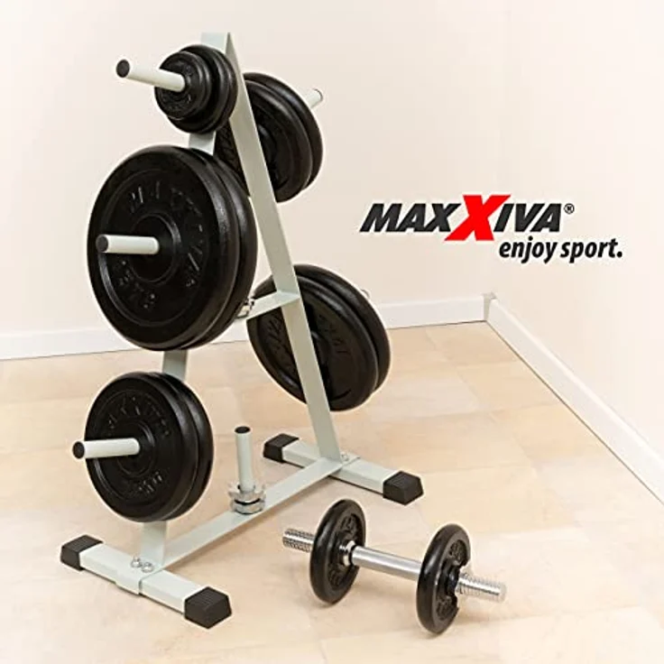 MAXXIVA Hantelscheiben 2er Set Gewichtsplatte je 10 kg 100% Gusseisen schwarz 20 kg Fitness Krafttraining Bodybuilding Workout Gewichtheben Reha – Bild 5