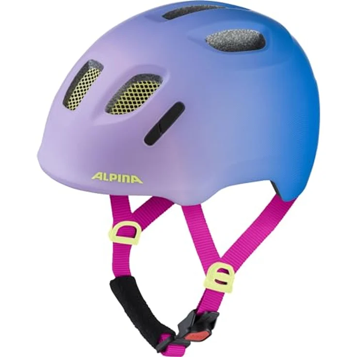 ALPINA Ximo 2 L.E. Kinderfahrradhelm, leichter und bruchfester Helm mit optionalem LED-Licht, Fading Purple matt, 47-51, 360°-Fitsystem, integriertes Fliegengitter, reflektierendes Ximo-Logo – Bild 1