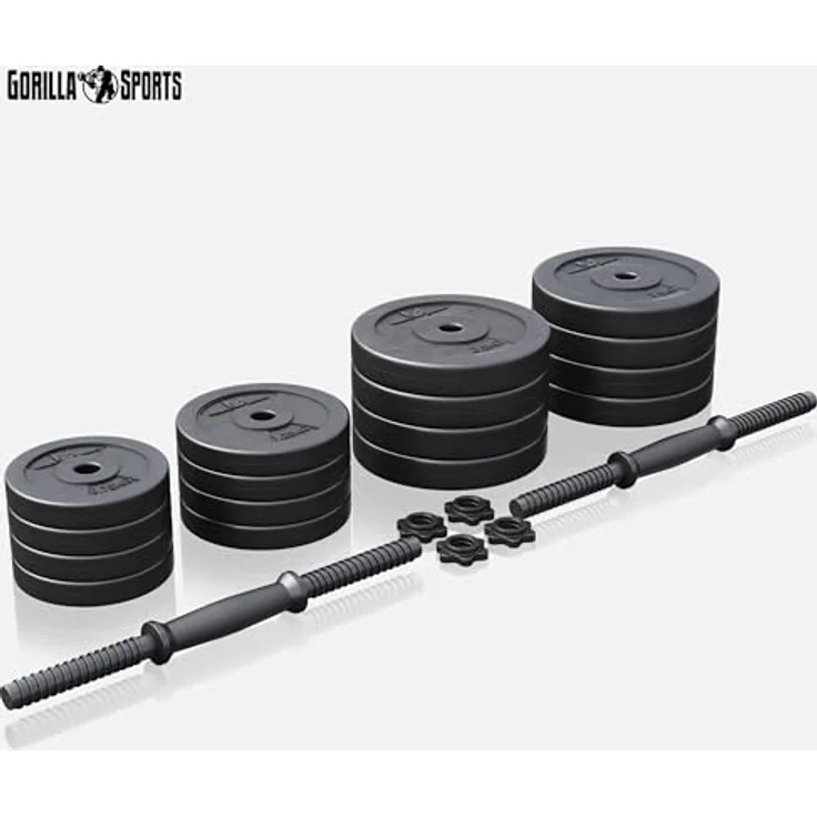 GYRONETICS® Kurzhantelset 30kg - 2er Set, Gewichte 8x2,5kg / 4x1,25kg / 4x0,75kg, mit 4 Sternverschlüssen, 25mm, Griff gerändelt, rutschfest, Kunststoff - Kurzhanteln, Hantelset, Kurzhantel Set – Bild 3