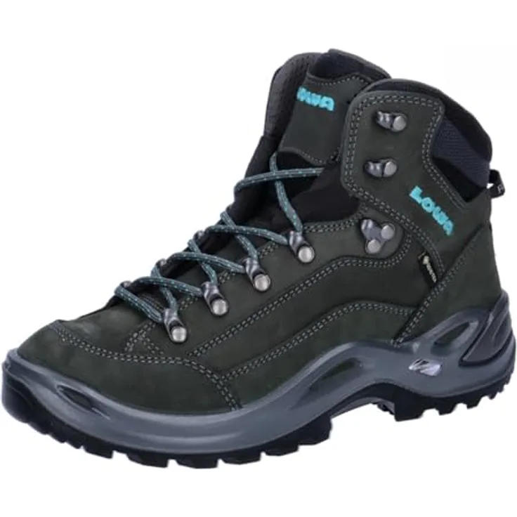 No Name Renegade GTX Mid, Damen Wanderschuhe, atmungsaktive und wasserdichte Schuhe, grau/türkis, UK 6.5 (40)