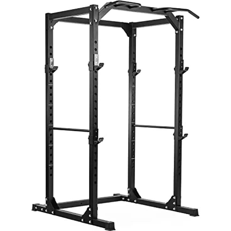 Dione Power Rack Cage - 60 x 60mm Stahlkonstruktion - Fitness Kraftstation - Klimmzugstange - Belastbar bis 250KG, Schwarz – Bild 1