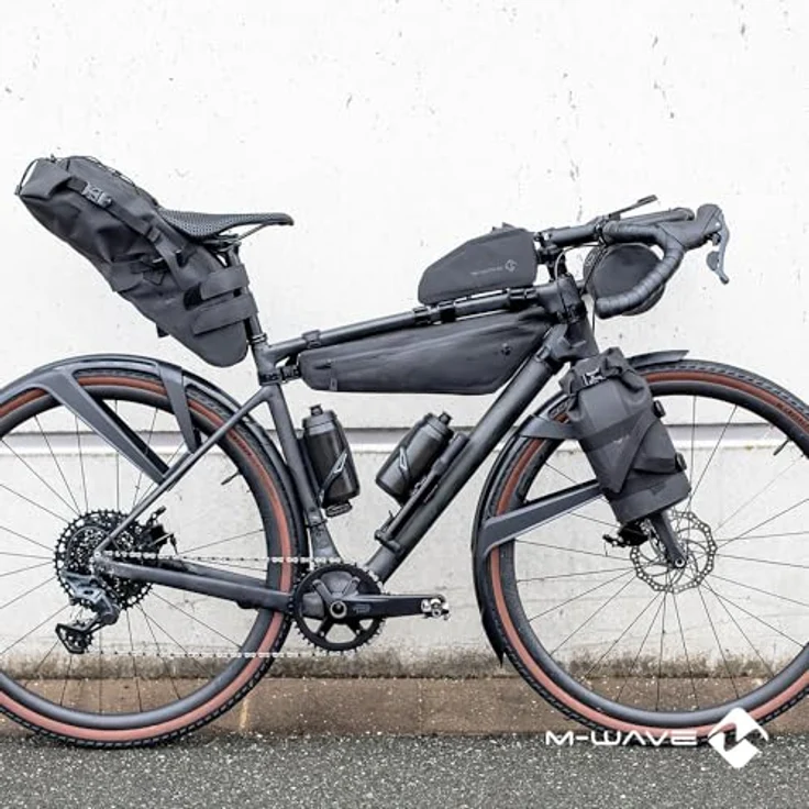M-Wave Rough Ride II Triangle, 100% wasserdichte Rahmen-Dreieckstasche für Fahrräder, Schwarz – Bild 5