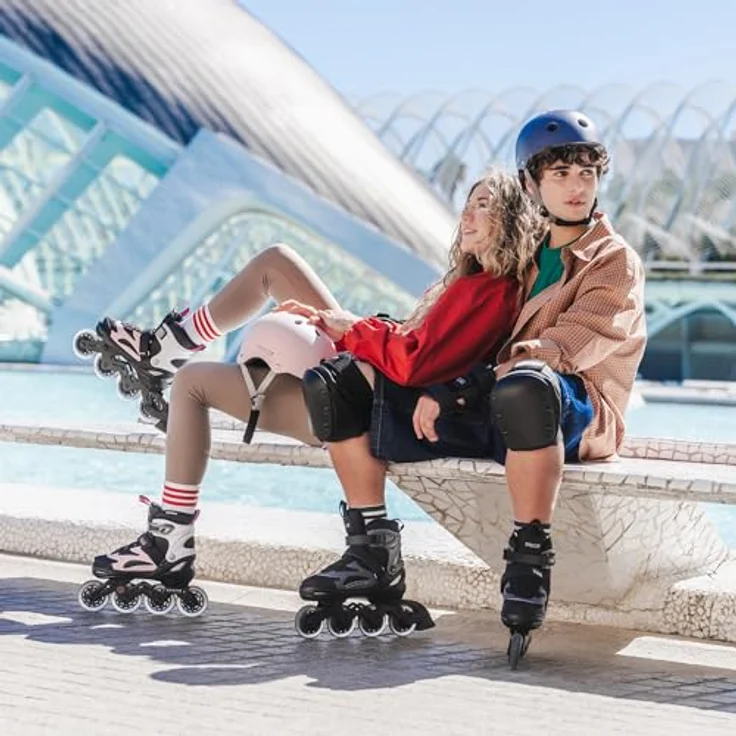 Movino Cruzer Two L, Verstellbare Fitness Inline-skates für Damen, Aluminium-Schiene, 80 mm Rollen, Rosa, ABEC-7 – Bild 4
