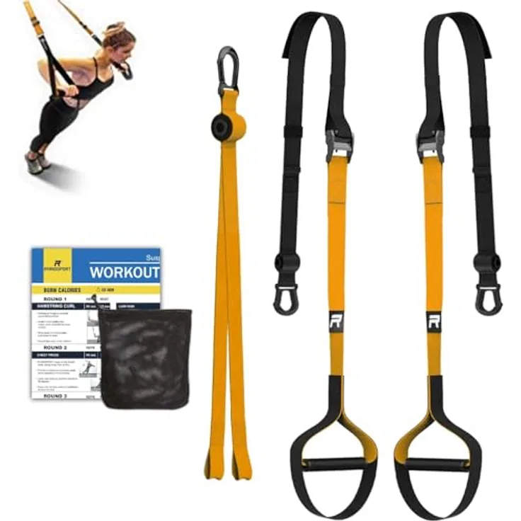 RHINOSPORT Schlingentrainer Sling Trainer Set mit Türanker Einstellbar Fitness Zuhause Suspension - geeignet für unterwegs und für das Training im Innen- und Außenbereich - Preisvergleich