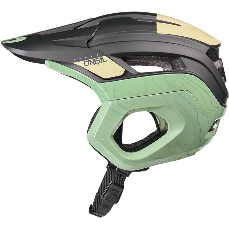 O'Neal Trapper Evo Helm Topo V.26, Leichtgewichtiger Fahrradhelm für Trail, Enduro und Freeride, Größe L/XL, Schwarz/Sand/Mint