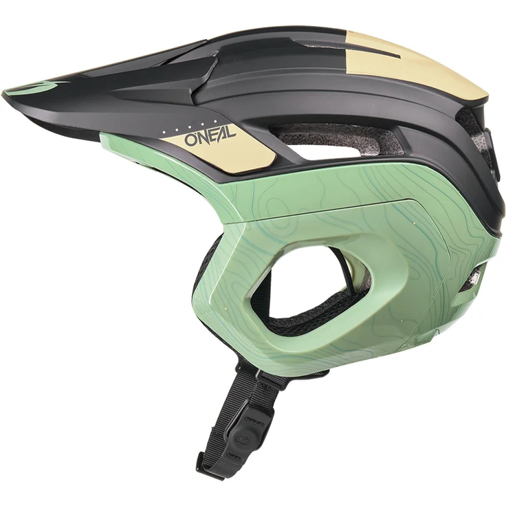 O'Neal Trapper Evo Helm Topo V.26, Leichtgewichtiger Fahrradhelm für Trail, Enduro und Freeride, Größe L/XL, Schwarz/Sand/Mint