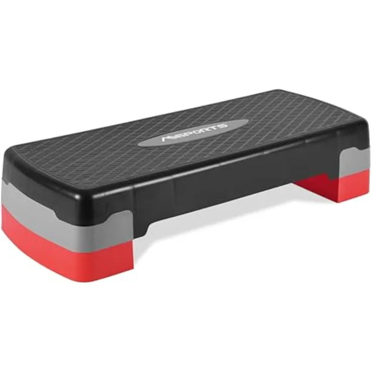 MSPORTS Steppbrett Home inkl. Übungsposter + Workout App GRATIS | 2 - Fach höhenverstellbar Studio Stepper (Schwarz) - Preisvergleich