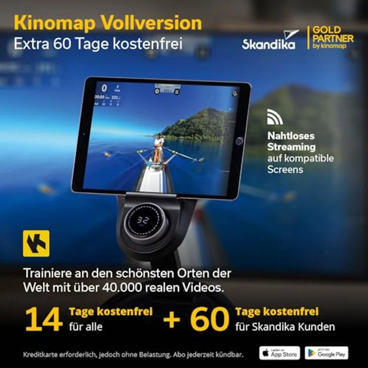 Skandika Rudergerät Rovek, klappbare Rudermaschine aus Holz mit Magnetwiderstand (32 Stufen), Kinomap App kompatibel, für Nutzer bis 195 cm, hellbraun – Bild 5