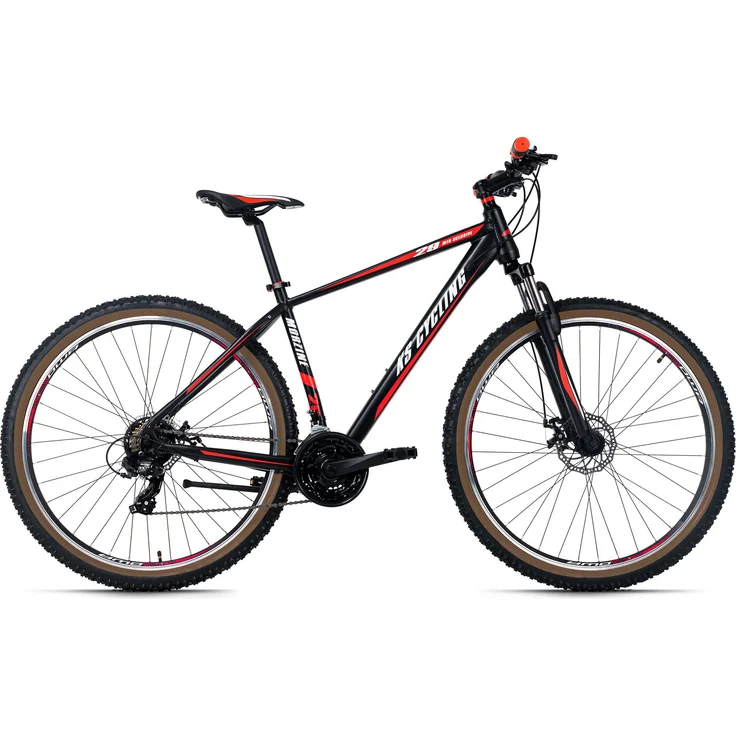 KS Cycling Mountainbike Hardtail 29" Morzine, Schwarz mit roten Akzenten, 21-Gang-Schaltung, Scheibenbremsen, empfohlen für Körpergröße 175-190 cm