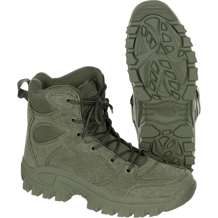 MFH Commando Stiefel, knöchelhoch, oliv, leicht und angenehm mit stabiler Gummisohle und herausnehmbarer Innensohle