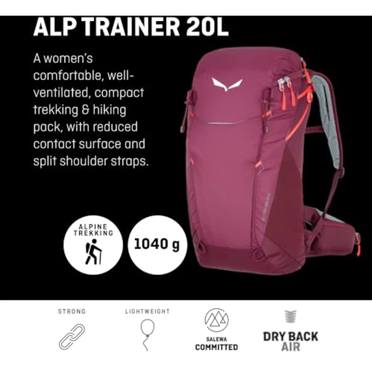 Salewa Alp Trainer 20L Rucksack, 55 cm, schwarz, 100% Polyamid, ideal für Wanderungen – Bild 3