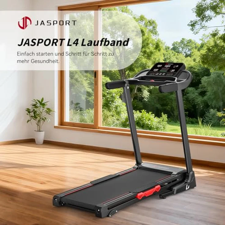 JASPORT L4 Elektrisches Laufband klappbar, 3.0 PS DC-Motor, bis 14 km/h, 3-stufige Steigung, 1100×430 mm Lauffläche, LED-Display, Bluetooth, 100 kg Belastbarkeit – Bild 2