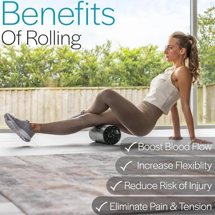 Core Balance 2 in 1 Faszienrolle mit herausnehmbarem Kern, EPP Schaumstoff zur Tiefengewebemassage, 33 x 15 cm & 33 x 6 cm, schwarz/blau/aquamarin – Bild 5