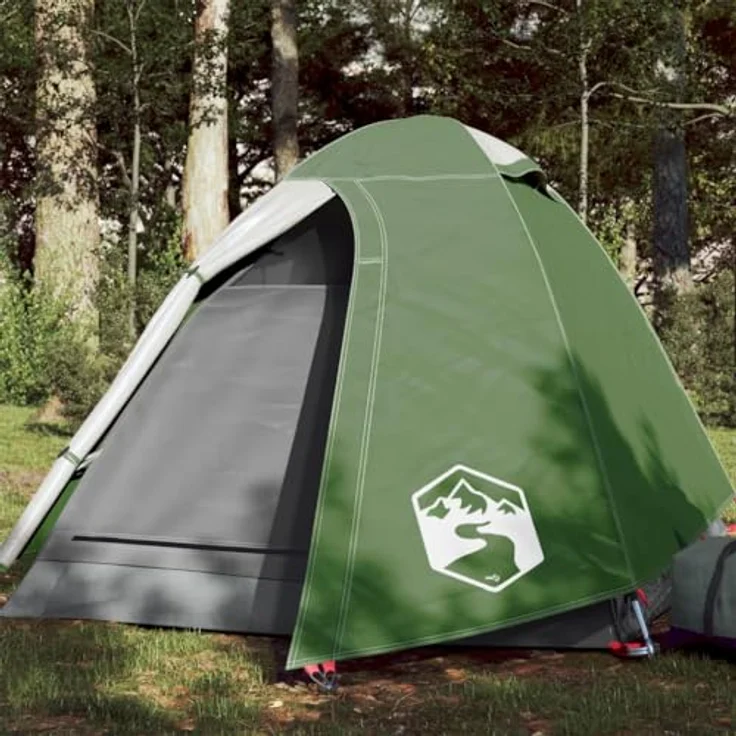 vidaXL Kuppelzelt, Campingzelt für 2 Personen Wasserdicht, Outdoor Zelt mit Abnehmbarem Überzelt Insektenschutz, Trekkingzelt Leicht Tragbar, Grün – Bild 2