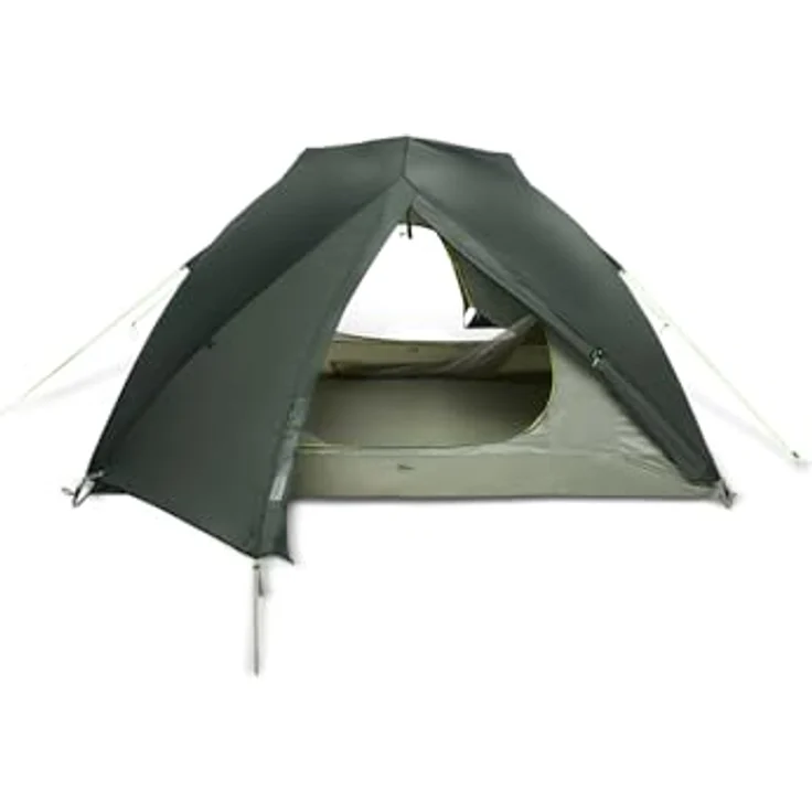 Jack Wolfskin Sky Dome III Kuppelzelt, Island Moss, freistehend, recycelte Materialien, PFC-frei, 2 Eingänge, für 3 Personen – Bild 3