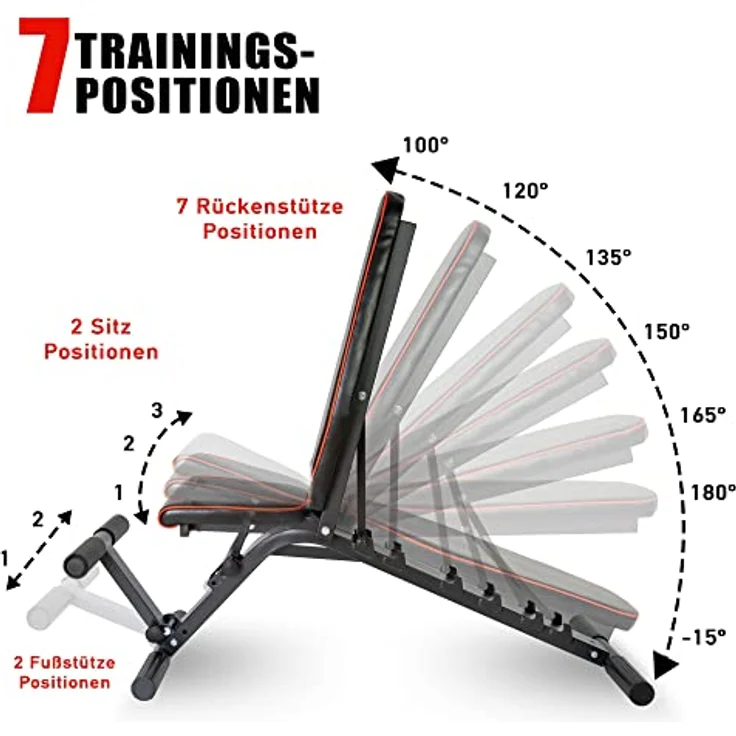 Profihantel | Premium Line Hantelbank – Vielfach verstellbare Schrägbank | Extreme Belastbarkeit 550 kg | 21 Trainingspositionen | Mit Beinhalterung | Inklusive Trainingsratgeber zur Trainingsbank – Bild 2