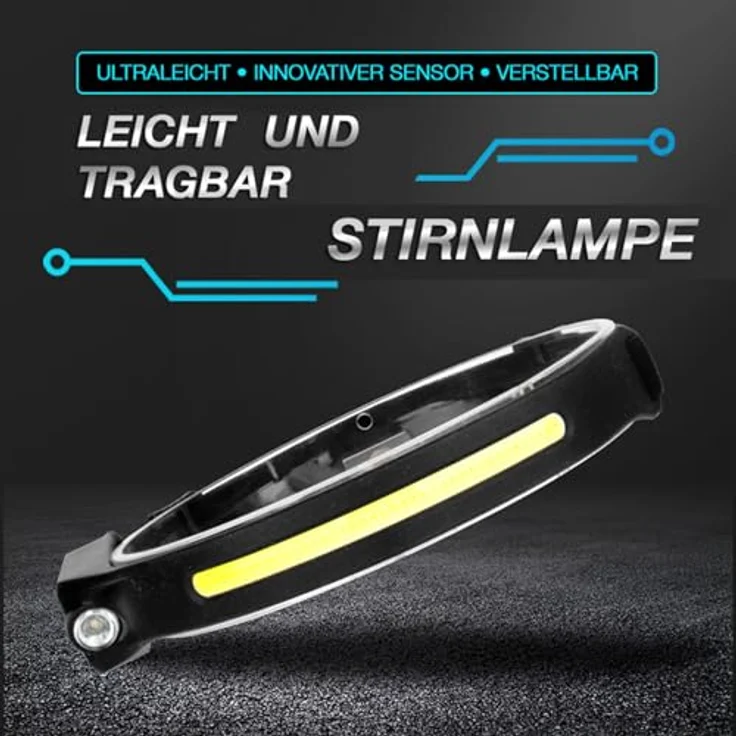 Eaxus Stirnflex Pro, LED Stirnlampe mit COB Weitwinkel, Handsensor und 5 Lichtmodi, USB wiederaufladbar, 350 Lumen, wetterfest für Camping, Angeln und Joggen – Bild 3