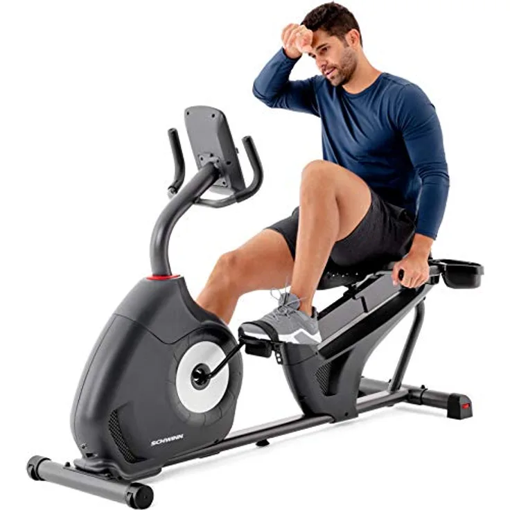 Schwinn Fitness Unisex-Erwachsene Schwinn Heimtrainer mit Rückenlehne, schwarz/rot, Einheitsgröße