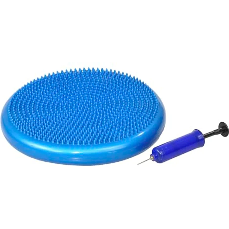 Betzold Balancekissen, Gleichgewichtstrainer für Sitz- und Therapietrainings, 33 cm mit genoppter Oberfläche und handlicher Handpumpe – Bild 1