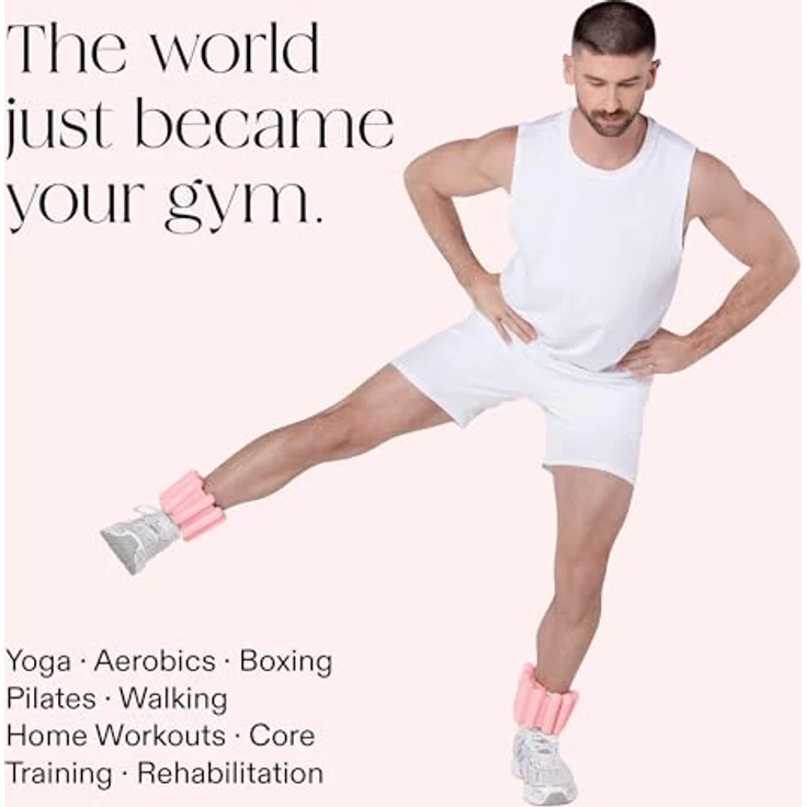 Bala Armreifen 1,4 kg Set, verstellbare Handgelenk- und Knöchelgewichte für Damen und Herren, Silikon - Blush, ideal für Pilates, Yoga, Walking und Heimtraining – Bild 3