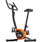 ONE FITNESS RW3011 Heimtrainer Fahrrad, Schwarz/Orange, Mechanischer Widerstand, Tablethalterung, Stufenlose Verstellbarkeit