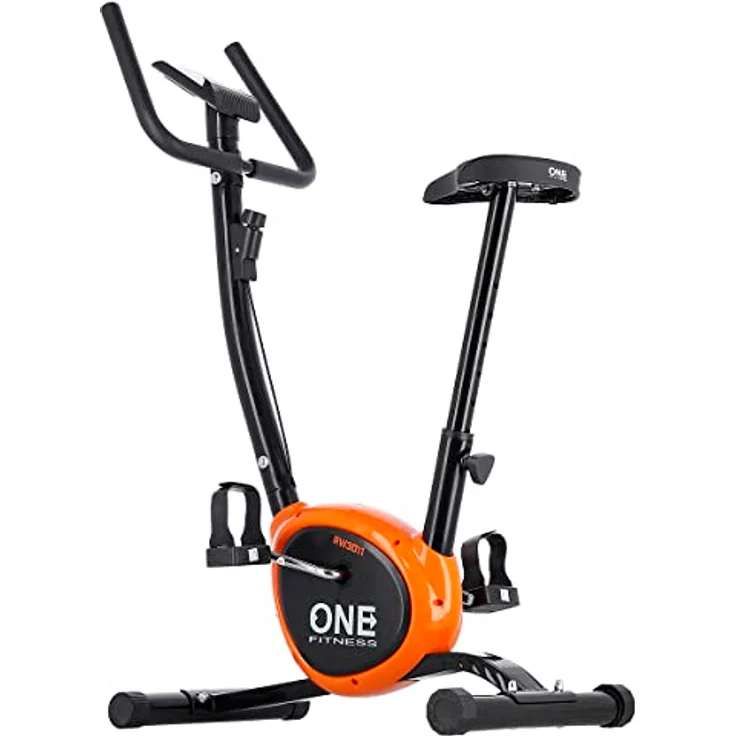 ONE FITNESS RW3011 Heimtrainer Fahrrad, Schwarz/Orange, Mechanischer Widerstand, Tablethalterung, Stufenlose Verstellbarkeit – Bild 1