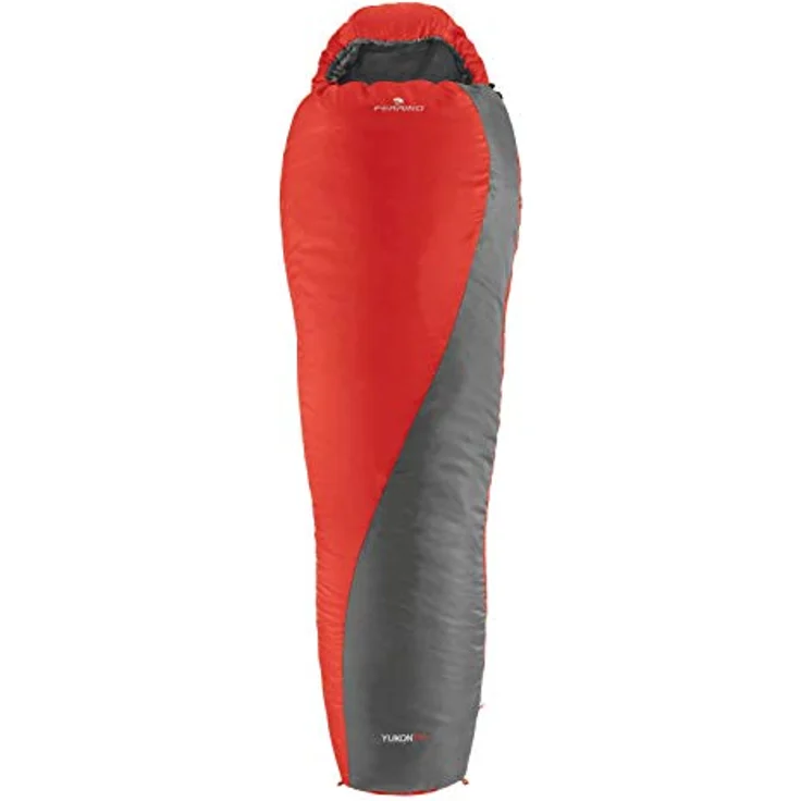 Ferrino Yukon Schlafsack, koppelbar, schwarz/rot, 220 x 80 cm, 1,55 kg, Polyester 210T Dobby Ripstop