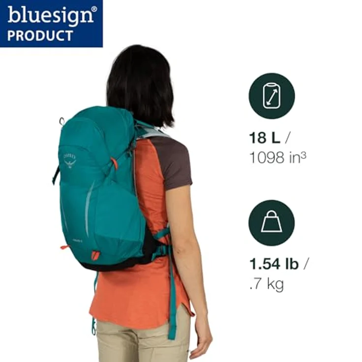Osprey Hikelite 18 unisex Wanderrucksack Pine Leaf Green O/S, mit gespanntem Mesh-Rückenplatte – Bild 2