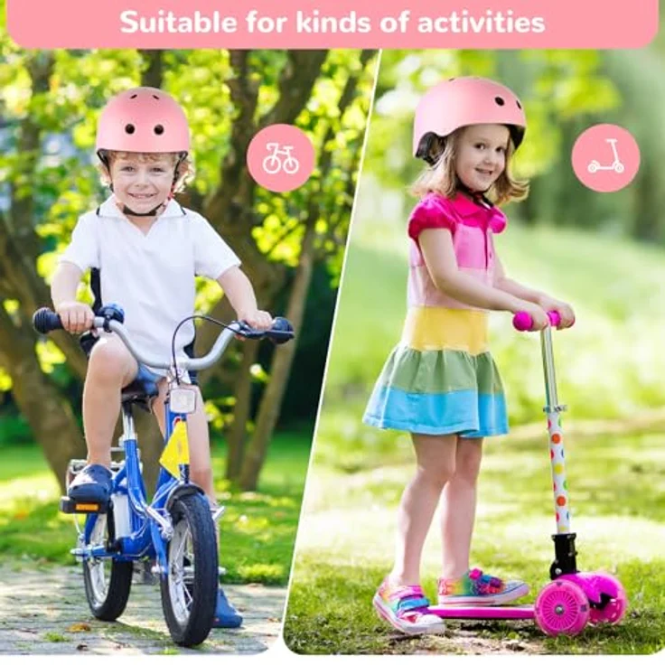 Tacklife PA-902 Kinder Fahrradhelm EN1078 CE-zertifiziert, verstellbarer Kinnriemen, 3D DIY-Sticker & reflektierende Aufkleber, Unisex in Weiß/Rosa/Blau – Bild 8