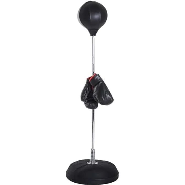 HOMCOM Punchingball Set, Höhenverstellbar 126-144cm, freistehender Boxsack mit Ständer, Boxhandschuhen und Pumpe, robustes Trainingsgerät für Boxen und Kampfsport