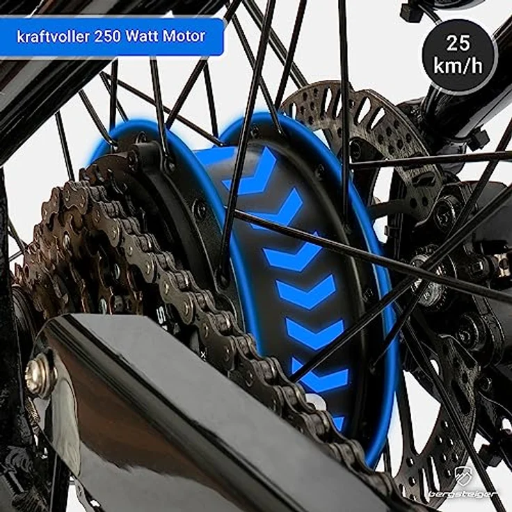 Bergsteiger Hampton 28 Zoll City E-Bike mit 250 Watt Motor, Scheibenbremsen, Aluminium Ebike für Damen & Herren, Farbdisplay, Elektrofahrrad mit Shimano 6 Gang-Schaltung, Schwarz – Bild 3