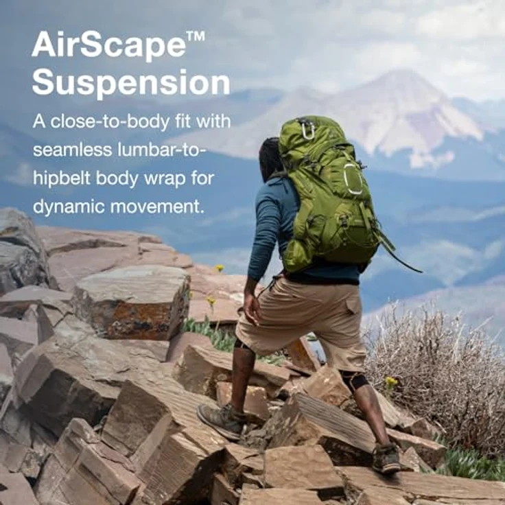Osprey Aether 65 S-M Rucksack, 80 cm, 100% Nylon, in garlic mustard green – Bild 4