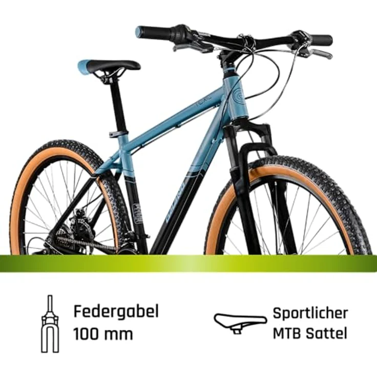 Galano Toxic 27,5 Zoll Hardtail MTB, unisex Mountainbike mit 21 Gangschaltung und mechanischer Scheibenbremse, schwarz/blau, Rahmenhöhe 46 cm – Bild 4