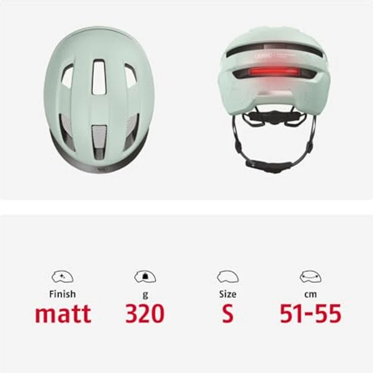 ABUS Purl-Y ACE Fahrradhelm mit LED-Licht, Mint Green, Größe S, NTA-Norm konform, höhenverstellbar, leichtgewichtig, waschbare Innenpolster – Bild 5