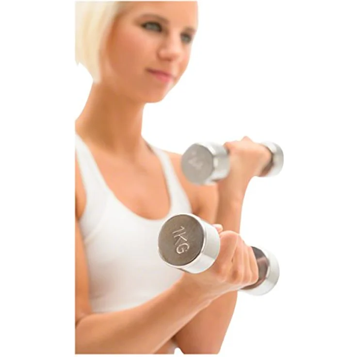 Sport-Tec Chrom Hantelständer Hantelablage Kurzhantelständer inklusive 10 Paar Hanteln, platzsparend und stabil, Schwarz – Bild 3