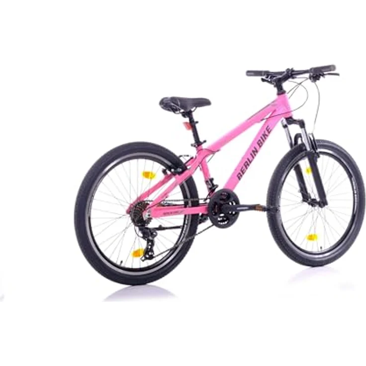 BERLIN BIKE Mountainbike MTB1 24 Zoll Kinderfahrrad für Mädchen, rosa, mit Aluminiumrahmen, 21-Gang-Schaltung, V-Bremsen und 90% Vormontierung – Bild 3