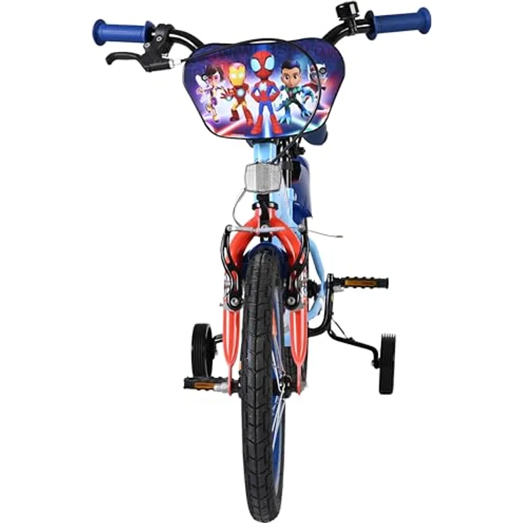 Volare Spidey Kinderfahrrad, 16 Zoll, blau, mit Hand- und Rücktrittbremse, höhenverstellbar, abnehmbare Stützräder – Bild 13