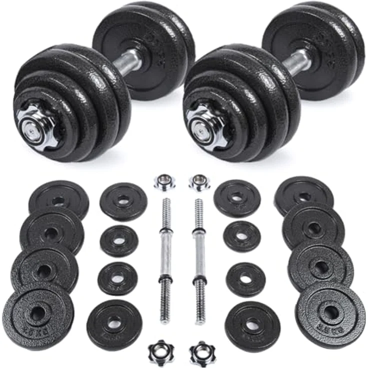 SPORTINATOR® "Machine" Hantel Set, 2-in-1 Hantelset (15–40 kg) mit Koffer, Gusseisen & Stahl für effektives Ganzkörpertraining – Transportabel und platzsparend – Bild 1