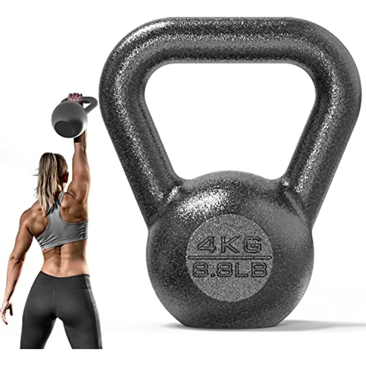 PROIRON Kettlebell Professional Kugelhantel aus Gusseisen, 4kg Gewichten Guss Schwunghantel Kugelgewicht Krafttraining - Schwarz Kettlebells