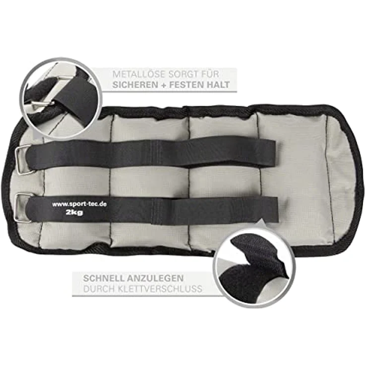 Sport-Tec Gewichtsmanschetten, 2 kg Arm- und Beingewichte mit Klettverschluss, strapazierfähiges Nylon, 2 Stück – Bild 3