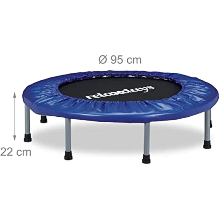 Relaxdays Trampolin faltbar, Indoor, Fitness H x B x T: 22 x 95 x 95 cm, Maximalbelastung 100 kg, blau-schwarz – Bild 4