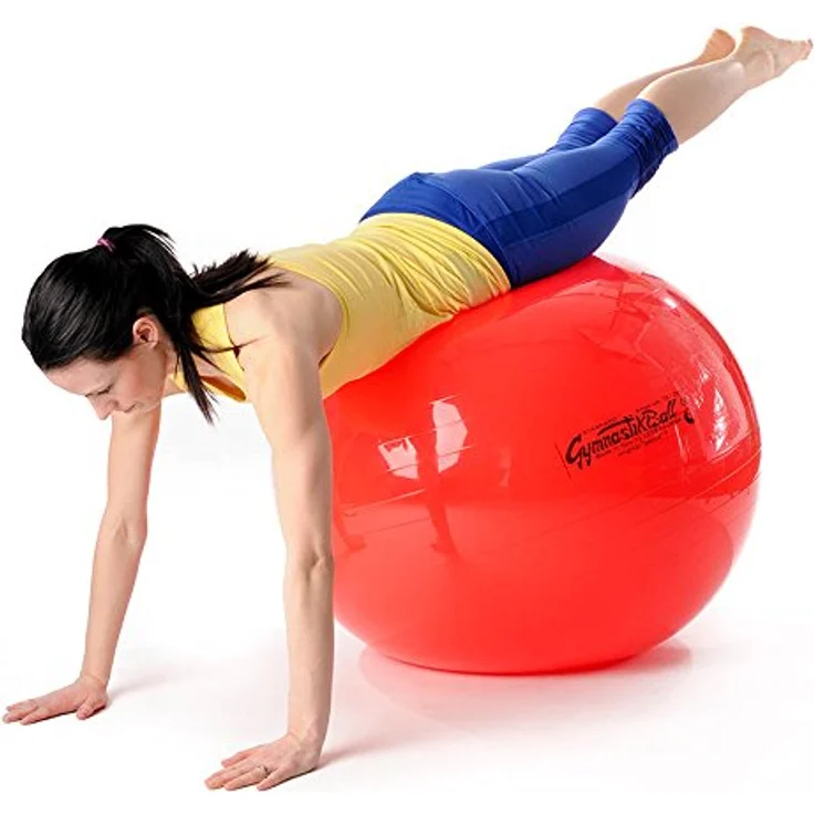 PEZZI Original Gymnastik Ball 75cm Plus Pumpe Sitz Therapie Pilates Aerobic rot – Bild 2