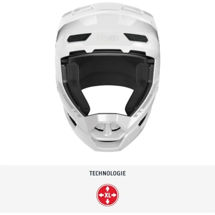 ABUS Downhill Helm HiDrop, ASTM-er Fullface Helm mit ABS-Außenschale für MTB, geeignet für Downhill, Enduro und Bikepark, Weiß, Größe XL – Bild 2