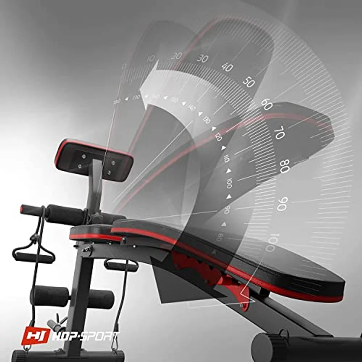 HS Hop-Sport Multifunktions Hantelbank HS-1035 mit Curlpult - verstellbare Trainingsbank in einzigartigem Design mit dickem Polster - perfekt für Bankdrücken oder Ganzkörpertraining – Bild 5