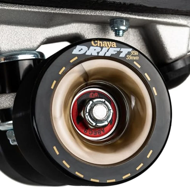 Chaya Jam Rollerskates, Rollschuhe mit Galaxy-Platte Evo, ABEC 9 Lagern, schwarz, Größe 41, individuell gestaltbar mit austauschbaren Flaps – Bild 8