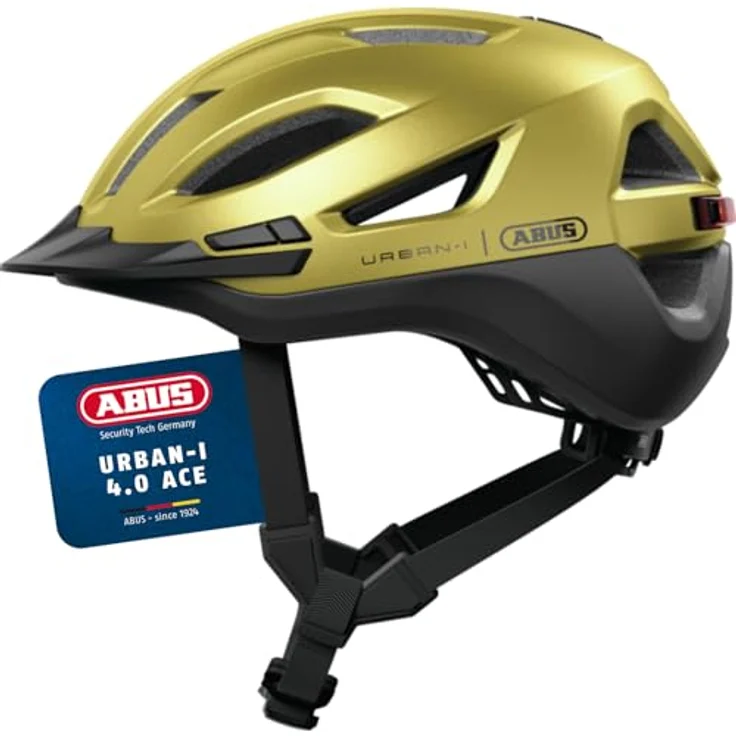 ABUS Stadthelm Urban-I 4.0 ACE, Größe S, gelb, mit magnetischem Lichtstreifen und Zoom Spin Verstellsystem – Bild 1