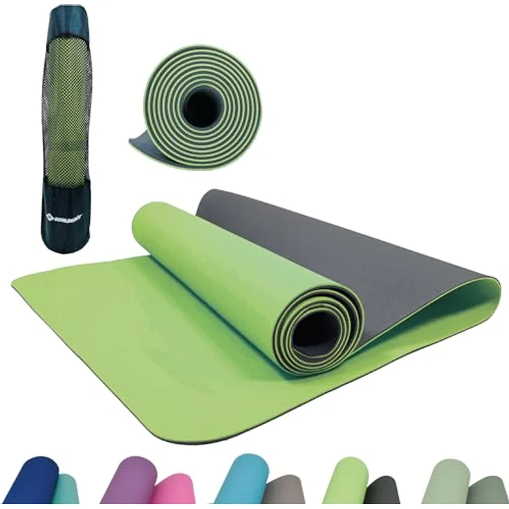 Schildkröt Fitness Unisex Yogamatte, Lime/Anthrazit, 180x61x0,4cm, rutschfest mit Dekormustern – Bild 1
